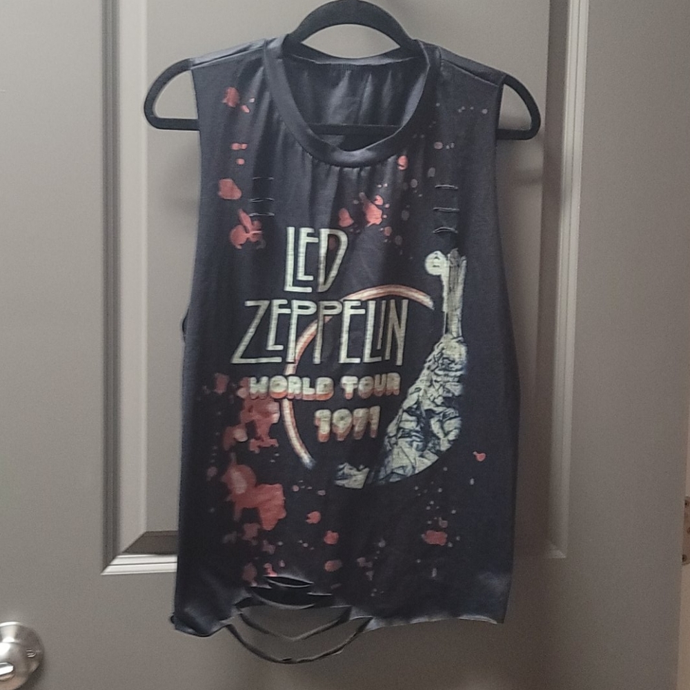 Distressed Led Zepplin World Tour Muscle Tank